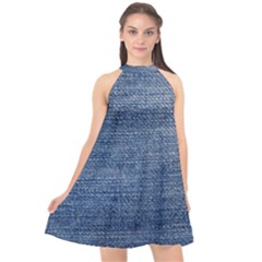 Jeans Halter Neckline Chiffon Dress  by nateshop