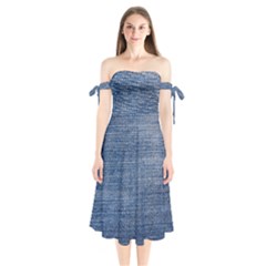 Jeans Shoulder Tie Bardot Midi Dress by nateshop