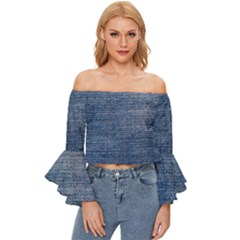 Jeans Off Shoulder Flutter Bell Sleeve Top by nateshop