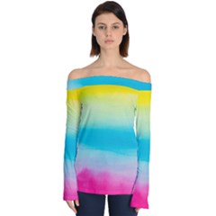 Watercolor Off Shoulder Long Sleeve Top by nateshop