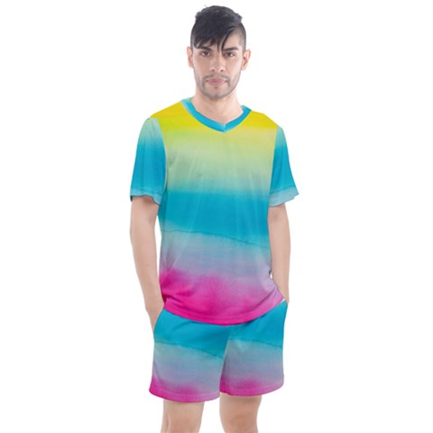 Watercolor Men s Mesh Tee And Shorts Set by nateshop