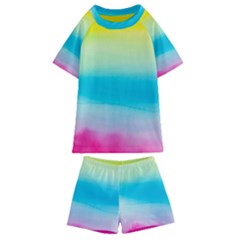 Watercolor Kids  Swim Tee And Shorts Set by nateshop