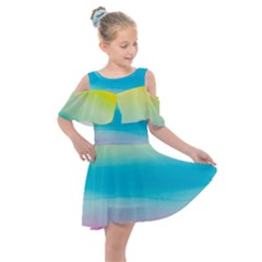 Watercolor Kids  Shoulder Cutout Chiffon Dress by nateshop