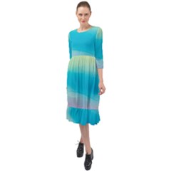 Watercolor Ruffle End Midi Chiffon Dress by nateshop