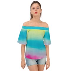 Watercolor Off Shoulder Short Sleeve Top by nateshop