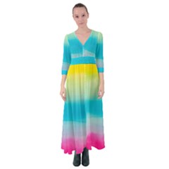 Watercolor Button Up Maxi Dress