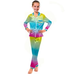 Watercolor Kid s Satin Long Sleeve Pajamas Set by nateshop