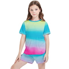 Watercolor Kids  Tee And Sports Shorts Set by nateshop