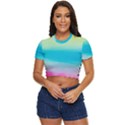 Watercolor Side Button Cropped Tee View1