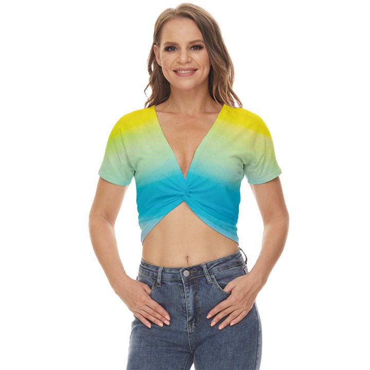 Watercolor Twist Front Crop Top