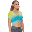 Watercolor Twist Front Crop Top View3