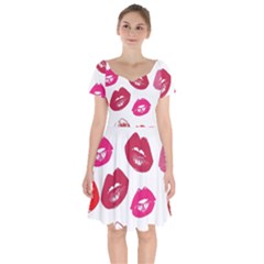 Lips Short Sleeve Bardot Dress by nateshop