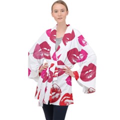 Lips Long Sleeve Velvet Kimono  by nateshop