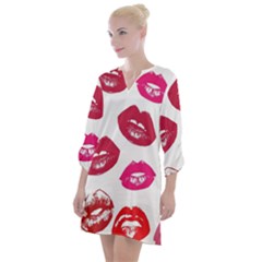 Lips Open Neck Shift Dress by nateshop