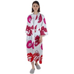 Lips Maxi Satin Kimono by nateshop