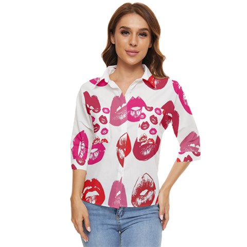 Lips Women s Quarter Sleeve Pocket Shirt by nateshop