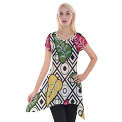 Leaves Short Sleeve Side Drop Tunic by nateshop