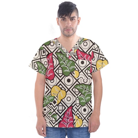 Leaves Men s V-neck Scrub Top by nateshop