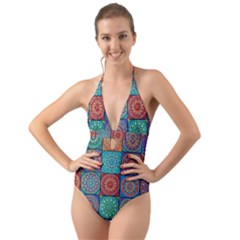 Mandala Art Halter Cut-out One Piece Swimsuit by nateshop