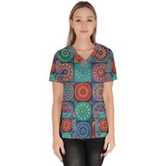 Mandala Art Women s V-neck Scrub Top by nateshop