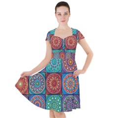 Mandala Art Cap Sleeve Midi Dress by nateshop