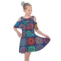 Mandala Art Kids  Shoulder Cutout Chiffon Dress by nateshop