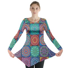 Mandala Art Long Sleeve Tunic  by nateshop