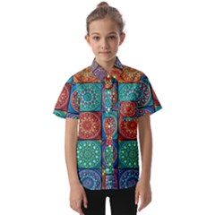 Mandala Art Kids  Short Sleeve Shirt by nateshop