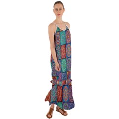 Mandala Art Cami Maxi Ruffle Chiffon Dress by nateshop