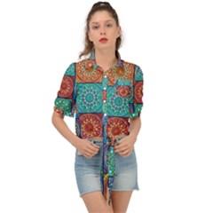 Mandala Art Tie Front Shirt  by nateshop