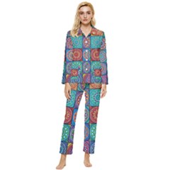 Mandala Art Womens  Long Sleeve Velvet Pocket Pajamas Set by nateshop