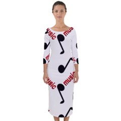 Music Quarter Sleeve Midi Bodycon Dress by nateshop