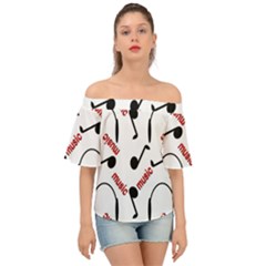 Music Off Shoulder Short Sleeve Top by nateshop