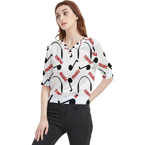 Music Quarter Sleeve Blouse by nateshop