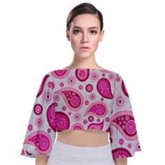 Paisley Tie Back Butterfly Sleeve Chiffon Top by nateshop