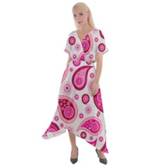 Paisley Cross Front Sharkbite Hem Maxi Dress by nateshop