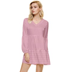 Paper Tiered Long Sleeve Mini Dress by nateshop