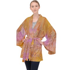 Pattern Cloth Background Long Sleeve Velvet Kimono  by nateshop