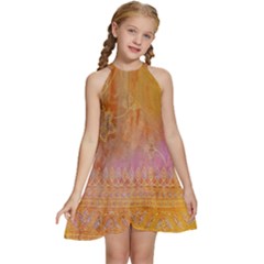 Pattern Cloth Background Kids  Halter Collar Waist Tie Chiffon Dress by nateshop