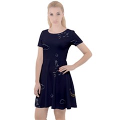 Pattern1 Cap Sleeve Velour Dress  by nateshop