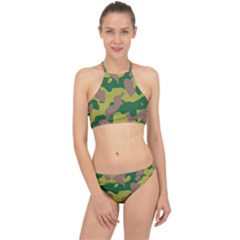 Pattern-camaouflage Racer Front Bikini Set by nateshop