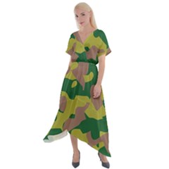 Pattern-camaouflage Cross Front Sharkbite Hem Maxi Dress by nateshop