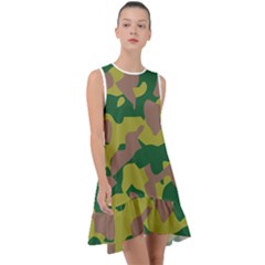 Pattern-camaouflage Frill Swing Dress by nateshop