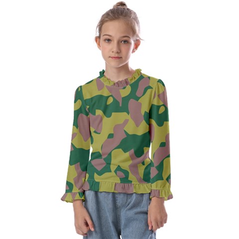 Pattern-camaouflage Kids  Frill Detail Tee by nateshop