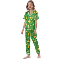 Pattern-cloth Paper Pattern Kids  Satin Short Sleeve Pajamas Set