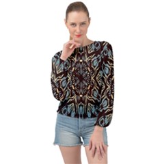 Pattern-mandala Banded Bottom Chiffon Top by nateshop