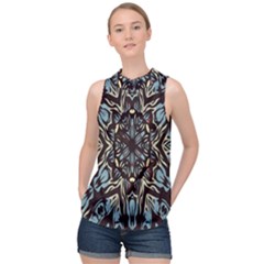 Pattern-mandala High Neck Satin Top by nateshop