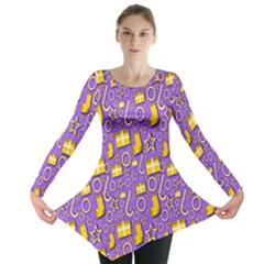 Pattern-purple-cloth Papper Pattern Long Sleeve Tunic  by nateshop