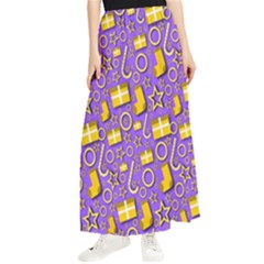 Pattern-purple-cloth Papper Pattern Maxi Chiffon Skirt by nateshop