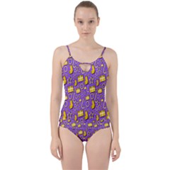 Pattern-purple-cloth Papper Pattern Cut Out Top Tankini Set by nateshop